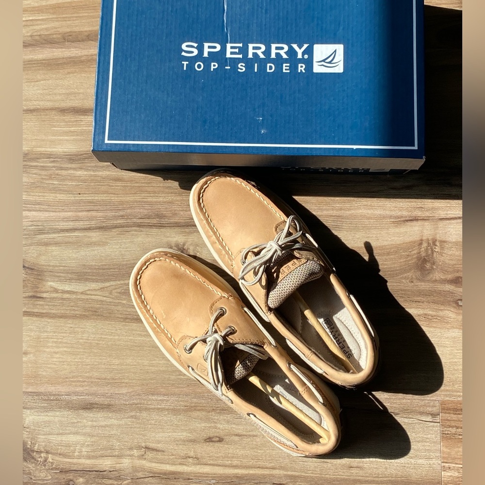 Sperry Tan Boat Shoes Women’s 6.5 NEW Two Eye Linen/Mesh Sperries
